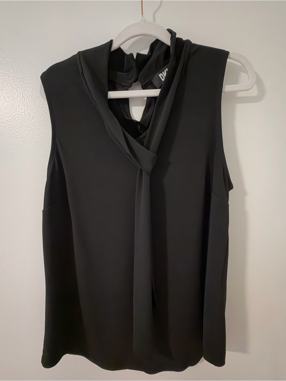 Dkny Black Sleeveless Tie-Neck Blouse